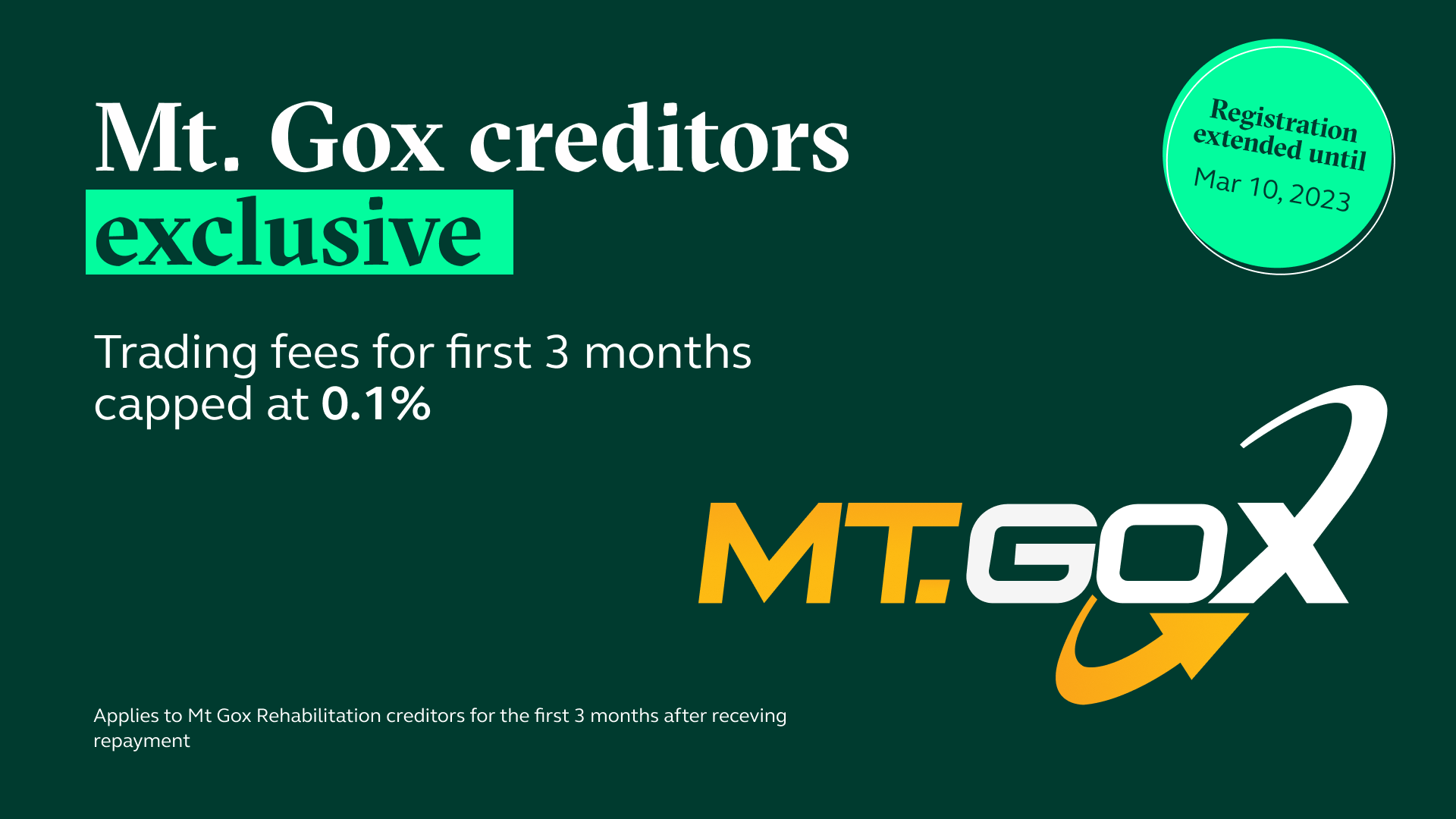 The registration process for Mt. Gox creditors extended